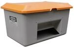 CEMO 10570 GFK-Streugutbeh&auml;lter mit Entnahme&ouml;ffnung, grau/orange, 400 L