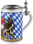 Seltmann Weiden 001.617239 Bierkrug mit Deckel 0,75 L, Blau/Wei&szlig;/Beige/Rot