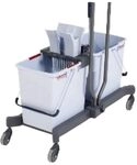 Reinigungswagen Vileda UltraSpeed Pro Doppelfahreimer Set mit Chassis, 25 L und...