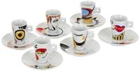 Zeller, Porzellan, Espressotassen Set 12-teilig Faces, Dekor, Wei&szlig;
