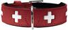 HUNTER SWISS Hundehalsband, Leder, hochwertig, schweizer Kreuz, 47 (S-M), rot/schwarz