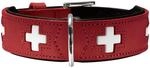 HUNTER Hundehalsband Swiss, Farbe: rot/schwarz, hochwertiges Rindsleder,...