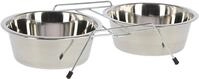 Kerbl Pet Doppelnapfst&auml;nder, 2x900ml, 34,5x16,5x8,5cm, aus rostfreiem Edelstahl,