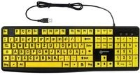 Tastatur mit gro&szlig;en Tasten und extra gro&szlig;er Schrift (Schwarz auf Gelb) mit Windows
