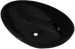 vidaXL Keramik Waschtisch Waschbecken Oval schwarz 40 x 33 cm