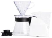 Hario 4977642020955 Einsteigerset Kaffee 4 teilig, Glas, 600 milliliters, schwarz,