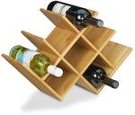 Relaxdays Weinregal Bambus, HxBxT:31,5x47x16,5cm, Flaschenhalter f&uuml;r 8 Flaschen,
