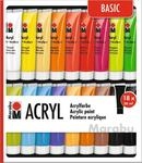 Marabu 1210000000201 - Acrylfarben Set Basic, mit 18 x 36 ml Farbe, auf Wasserbasis,