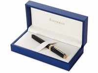 Waterman Exception Fountain Pen, Slim Black with 23k Gold Clip, Fine Nib with Blue