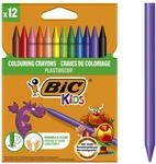 BIC Kids Plastidecor Malkreiden, 12 Farben, sauberer Wachsschaft, 12 St&uuml;ck