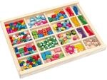small foot F&auml;delperlen in Holzbox, buntes Perlenset aus Holz zum Basteln f&uuml;r