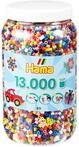 Hama Perlen 211-00 B&uuml;gelperlen XXL Dose mit ca. 13.000 bunten Midi Bastelperlen mit