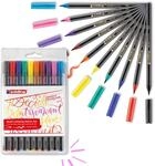 edding 1340 Pinselstift - 10er Set - bunte, leuchtende Farben - flexible Pinselspitze