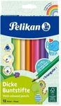 Pelikan Buntstifte, dreieckige dicke Holzbuntstifte, 12 Farben, 1 Packung 
