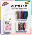 folia 579 - Glitter Set, bestehend aus Bastelkleber und 10 Dosen Glitterpulver und