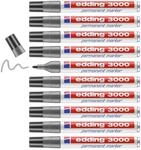 edding 3000 Permanentmarker - grau - 10 Stifte - Rund-Spitze 1,5-3 mm - schnell