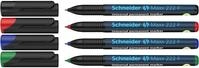 Schneider Maxx 222 F Universal-Marker (Strichst&auml;rke 0,7mm), 4er Etui (Schwarz, Rot,