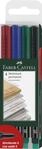Faber-Castell - Marker Multimark Permanent S, 4 Farben | Permanente Tinte f&uuml;r
