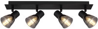 GLOBO Retrofit Deckenlampe mit 4 Spots CLAUDE 50 cm schwarz /rauchfarbig