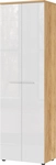 Garderobenschrank&nbsp;LEVI 60&nbsp;x 198&nbsp;cm wei&szlig; Hochglanz/braun