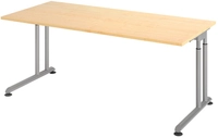 Schreibtisch 180 x 80 cm Ahorn/ Silber