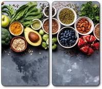 Kesper Herdabdeckplatte 2er Set Healthy Kitchen Glas, 52 x 30 x 0,8 cm Mehrfarbig