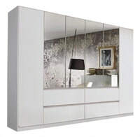 Kleiderschrank MAINZ 271 x 210 cm Alpinwei&szlig;/Spiegel
