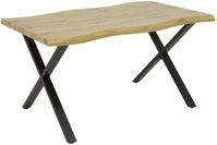Esstisch GERDA 140 x 90 cm Baumkantenoptik Wildeiche-Dekor braun/schwarz