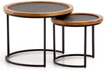 Couchtisch 2-tlg. Mango Massivholz/Metall rund 60/44 cm anthrazit/braun