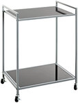 Beistelltisch auf Rollen 50 x 36 cm Glas schwarz lackiert/grau
