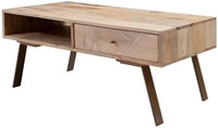 Couchtisch 95 x 50 cm Mangoholz/ goldfarbig