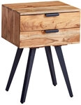 Nachttisch Akazie massiv 35 x 47 x 65 cm Braun/Grau