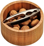 Kesper Nussschale mit Metallnussknacker Bambus 16,6 x 16,6 x 7 cm Natur
