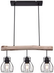 GLOBO Retrofit Balkenpendel MINA 60 cm schwarz/naturfarbig