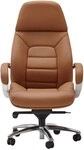 Chefsessel mit Armlehnen Silberfarbig/ Caramel Leder