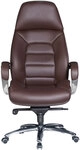 CASAVANTI Chefsessel mit Armlehnen Silberfarbig/ Braun Leder