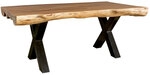 Esstisch Akazie massiv 200 x 100 x 77 cm X-Gestell Metall lackiert Akazie Baumstamm