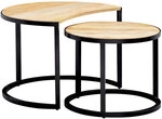 Couchtisch 2-tlg. Mango Massivholz/Metall rund braun/schwarz