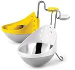 CUISIPRO Edelstahl Eierpochierer 2er-Set | Gelb/Wei&szlig; | F&uuml;r perfekt geformte,