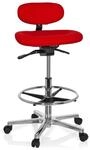 hjh OFFICE 608331 Arbeitsstuhl hoch Work MF Stoff Rot Stehhilfe B&uuml;ro Drehhocker mit