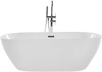 Stilvolle Acryl Badewanne oval freistehend wei&szlig; mit &Uuml;berlauf 170 x 80 cm Nevis