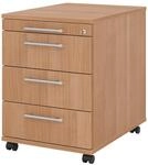 b&uuml;m&ouml; Rollcontainer mit Schubladen, Container abschlie&szlig;bar aus Holz in...
