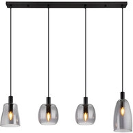 GLOBO Retrofit Balkenpendel Garri 107x120 cm schwarz/rauchfarbig