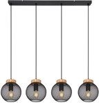 PABLO Pendellampe schwarz 15663-4H, B/H/T: 95 x 120 x 20 cm, Metall, Holz