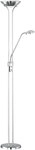LED Stehlampe mit Leselampe Spock nickelfarbig 180cm 50cm Metall verstellbar getrennt