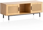 Lowboard 120 x 40 x 45,5 cm Metall Rattan matt Braun/Schwarz/Eiche