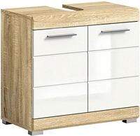 Waschbeckenunterschrank Lambada 60x56x34 cm Eiche hell Sonoma/ wei&szlig; Hochglan