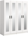 Dreht&uuml;renschrank Visby 194 x 160 x 56 cm 4-t&uuml;rig Spiegelglas Wei&szlig;/Spiegelglas