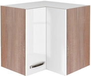 Eck-H&auml;ngeschrank Valero Wei&szlig; Hochglanz/Braun 60x60x32cm