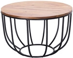 Couchtisch rund 60 x 39 cm Sheesham massiv/schwarz
